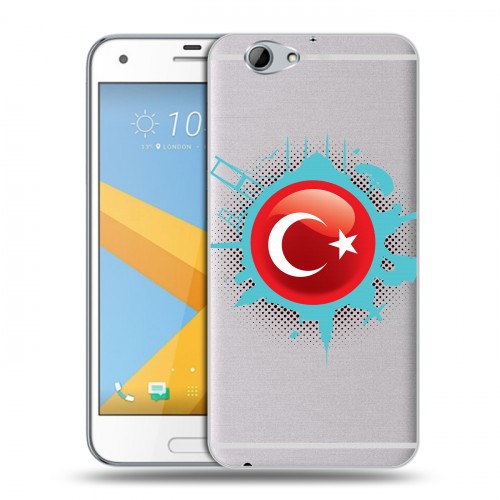 Полупрозрачный дизайнерский силиконовый чехол для HTC One A9S Флаг Турции