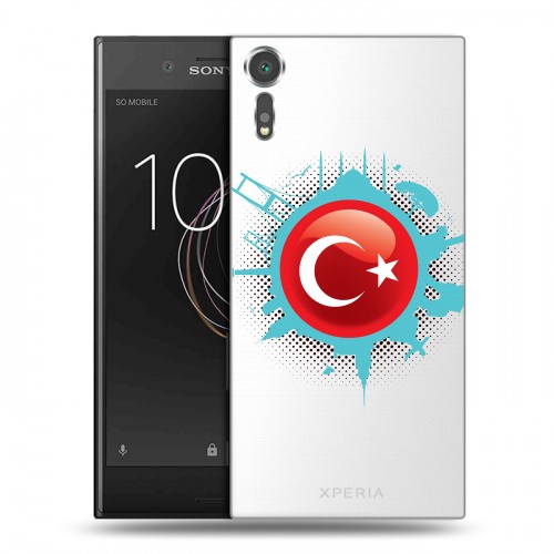 Полупрозрачный дизайнерский пластиковый чехол для Sony Xperia XZs Флаг Турции