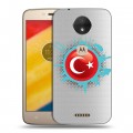 Полупрозрачный дизайнерский силиконовый чехол для Motorola Moto C Флаг Турции