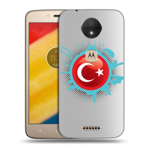Полупрозрачный дизайнерский пластиковый чехол для Motorola Moto C Флаг Турции