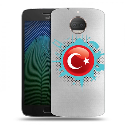Полупрозрачный дизайнерский пластиковый чехол для Motorola Moto G5s Plus Флаг Турции