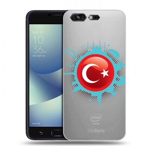 Полупрозрачный дизайнерский пластиковый чехол для ASUS ZenFone 4 Pro Флаг Турции