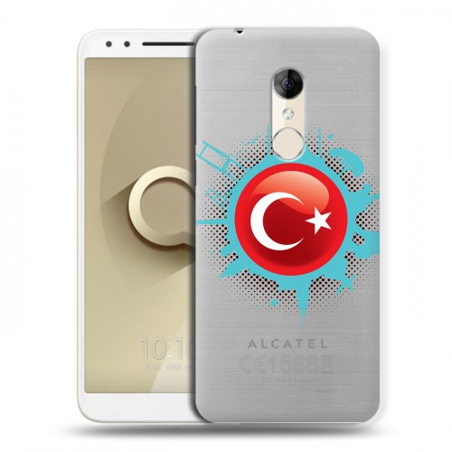 Полупрозрачный дизайнерский пластиковый чехол для Alcatel 3 Флаг Турции