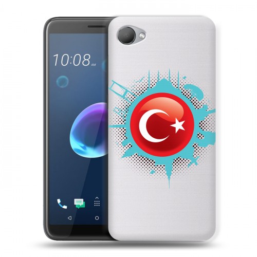 Полупрозрачный дизайнерский пластиковый чехол для HTC Desire 12 Флаг Турции