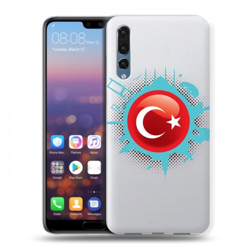Полупрозрачный дизайнерский пластиковый чехол для Huawei P20 Pro Флаг Турции