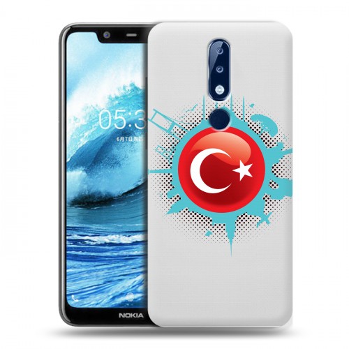 Полупрозрачный дизайнерский пластиковый чехол для Nokia 5.1 Plus Флаг Турции