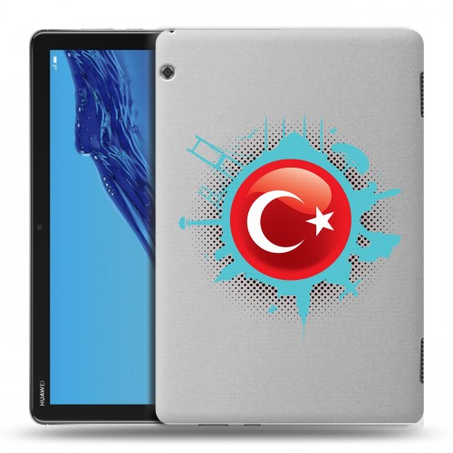 Полупрозрачный дизайнерский пластиковый чехол для Huawei MediaPad T5 Флаг Турции