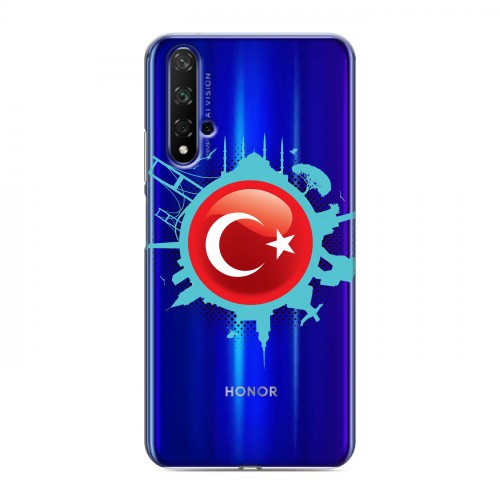 Полупрозрачный дизайнерский пластиковый чехол для Huawei Honor 20 Флаг Турции
