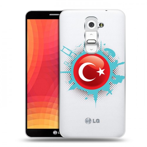 Полупрозрачный дизайнерский пластиковый чехол для LG Optimus G2 Флаг Турции