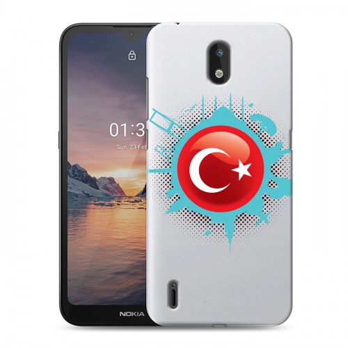 Полупрозрачный дизайнерский пластиковый чехол для Nokia 1.3 Флаг Турции