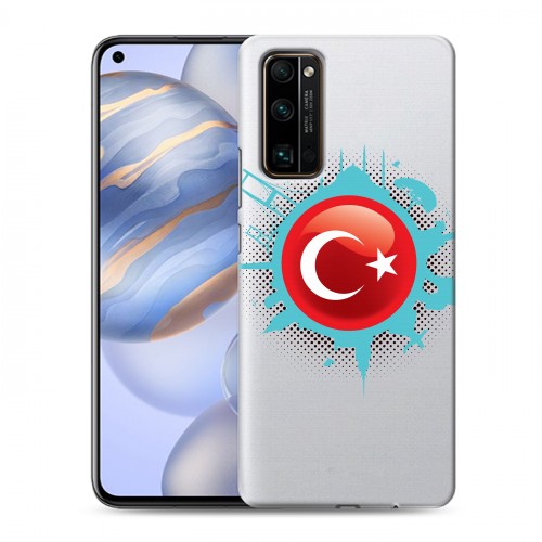 Полупрозрачный дизайнерский силиконовый с усиленными углами чехол для Huawei Honor 30 Флаг Турции