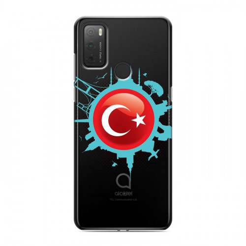 Полупрозрачный дизайнерский пластиковый чехол для Alcatel 3L (2021) Флаг Турции