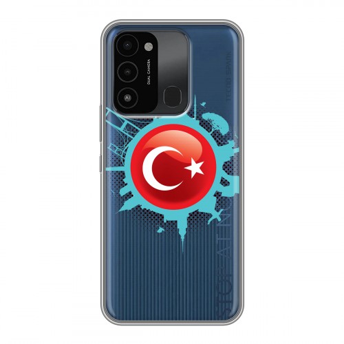 Полупрозрачный дизайнерский пластиковый чехол для Tecno Spark Go 2022 Флаг Турции