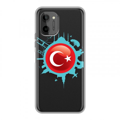 Полупрозрачный дизайнерский пластиковый чехол для HTC Wildfire E Plus Флаг Турции