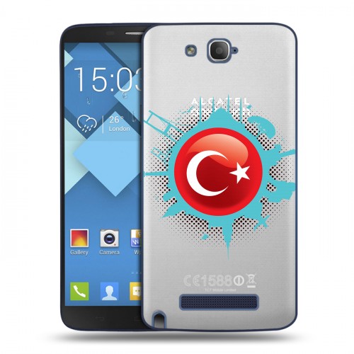 Полупрозрачный дизайнерский пластиковый чехол для Alcatel One Touch Hero Флаг Турции