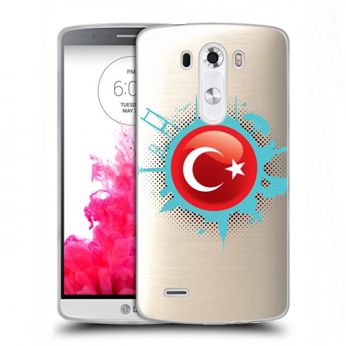 Полупрозрачный дизайнерский пластиковый чехол для LG G3 (Dual-LTE) Флаг Турции