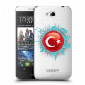 Полупрозрачный дизайнерский пластиковый чехол для HTC Desire 616 Флаг Турции