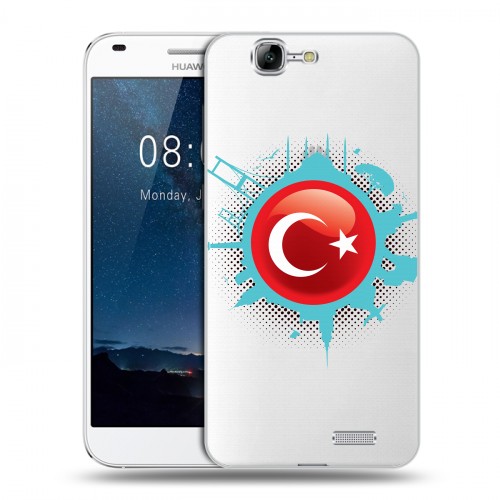 Полупрозрачный дизайнерский силиконовый чехол для Huawei Ascend G7 Флаг Турции