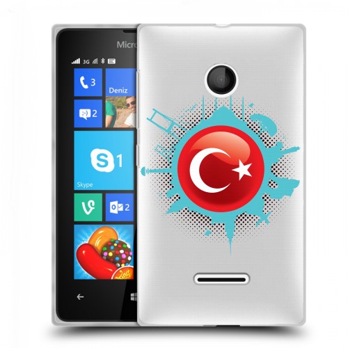 Полупрозрачный дизайнерский пластиковый чехол для Microsoft Lumia 435 Флаг Турции