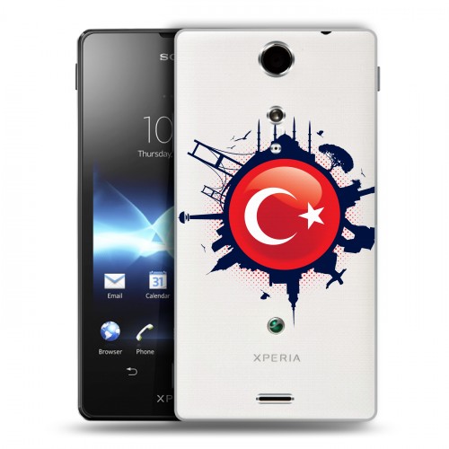 Полупрозрачный дизайнерский пластиковый чехол для Sony Xperia TX Флаг Турции