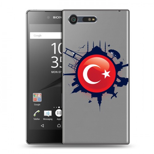 Полупрозрачный дизайнерский пластиковый чехол для Sony Xperia X Compact Флаг Турции