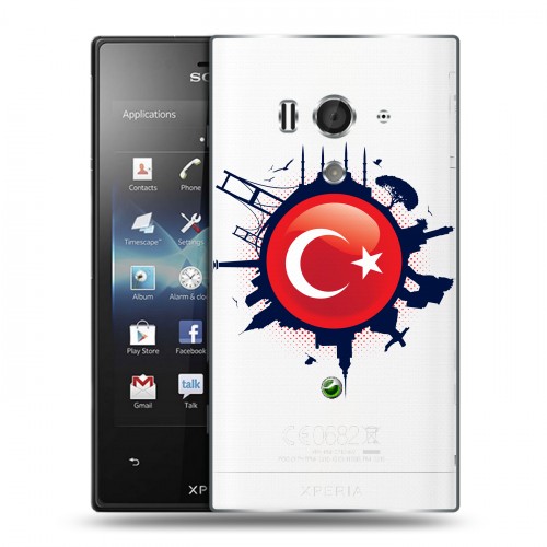 Полупрозрачный дизайнерский силиконовый чехол для Sony Xperia acro S Флаг Турции