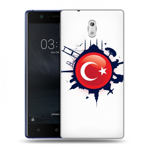 Полупрозрачный дизайнерский пластиковый чехол для Nokia 3 Флаг Турции