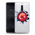 Полупрозрачный дизайнерский пластиковый чехол для Nokia 5 Флаг Турции