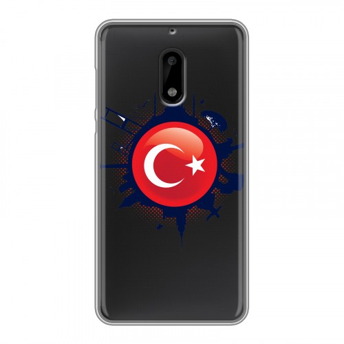 Полупрозрачный дизайнерский пластиковый чехол для Nokia 6 Флаг Турции