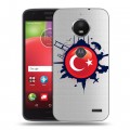 Полупрозрачный дизайнерский пластиковый чехол для Motorola Moto E4 Флаг Турции