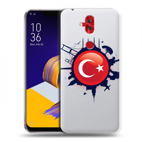 Полупрозрачный дизайнерский пластиковый чехол для ASUS ZenFone 5 Lite Флаг Турции