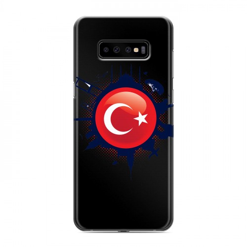 Полупрозрачный дизайнерский пластиковый чехол для Samsung Galaxy S10 Plus Флаг Турции