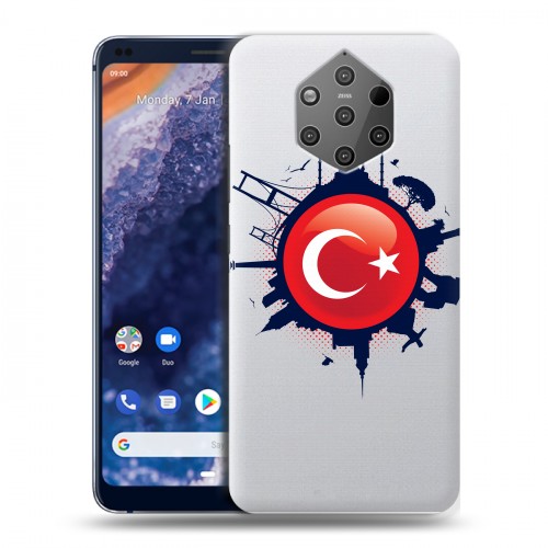 Полупрозрачный дизайнерский силиконовый чехол для Nokia 9 PureView Флаг Турции