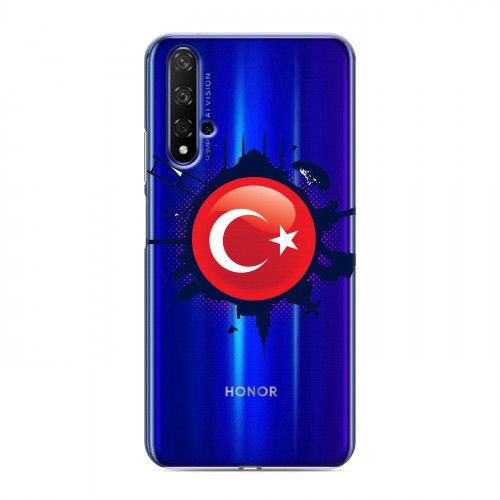 Полупрозрачный дизайнерский пластиковый чехол для Huawei Honor 20 Флаг Турции