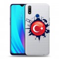 Полупрозрачный дизайнерский силиконовый с усиленными углами чехол для Realme 3 Pro Флаг Турции