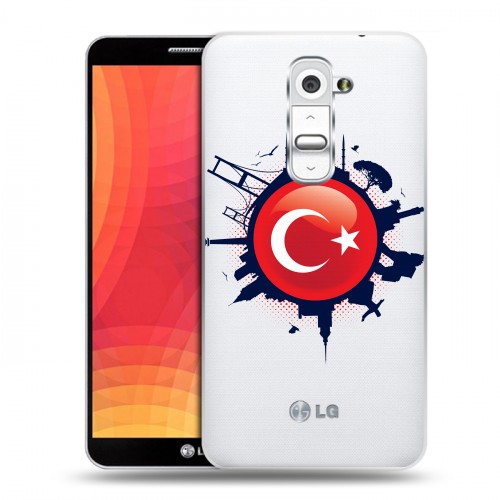 Полупрозрачный дизайнерский пластиковый чехол для LG Optimus G2 Флаг Турции