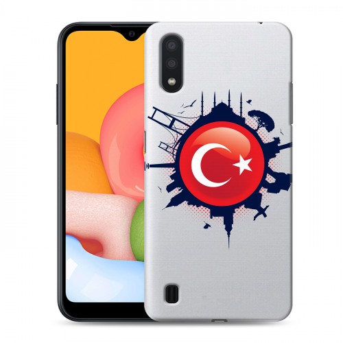 Полупрозрачный дизайнерский силиконовый чехол для Samsung Galaxy M01 Флаг Турции