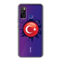 Полупрозрачный дизайнерский силиконовый с усиленными углами чехол для Tecno Camon 15 Флаг Турции