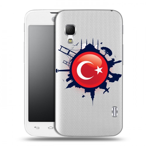 Полупрозрачный дизайнерский пластиковый чехол для LG Optimus L5 2 II Флаг Турции