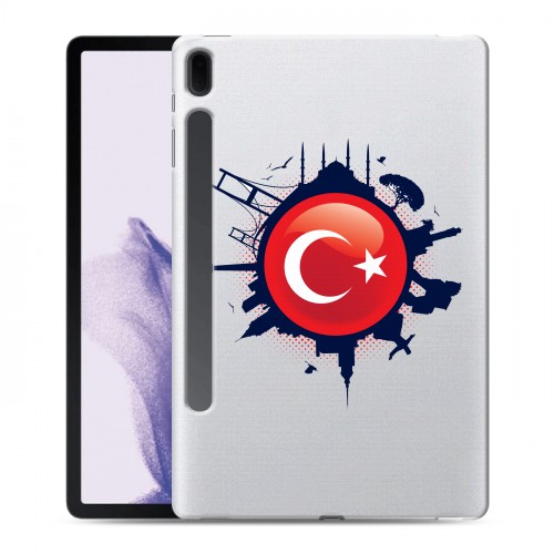 Полупрозрачный дизайнерский пластиковый чехол для Samsung Galaxy Tab S7 FE Флаг Турции