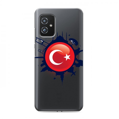 Полупрозрачный дизайнерский пластиковый чехол для ASUS ZenFone 8 Флаг Турции