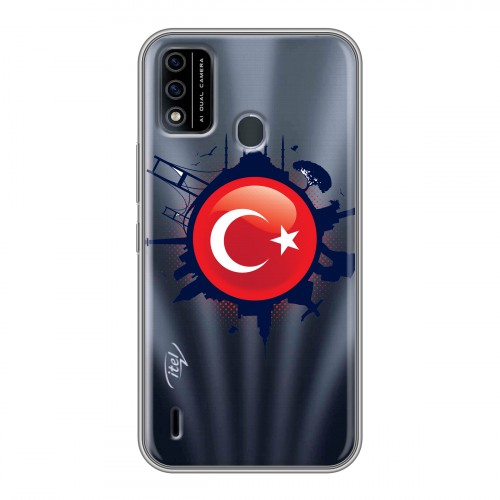 Полупрозрачный дизайнерский силиконовый с усиленными углами чехол для Itel A48 Флаг Турции
