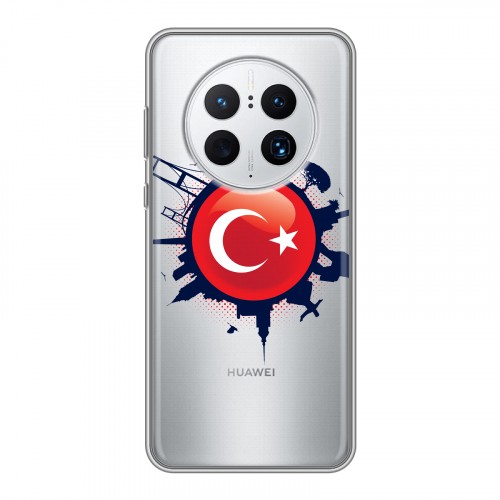 Полупрозрачный дизайнерский силиконовый с усиленными углами чехол для Huawei Mate 50 Pro Флаг Турции