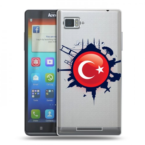 Полупрозрачный дизайнерский пластиковый чехол для Lenovo Vibe Z Флаг Турции