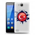 Полупрозрачный дизайнерский пластиковый чехол для Huawei Honor 3c Флаг Турции