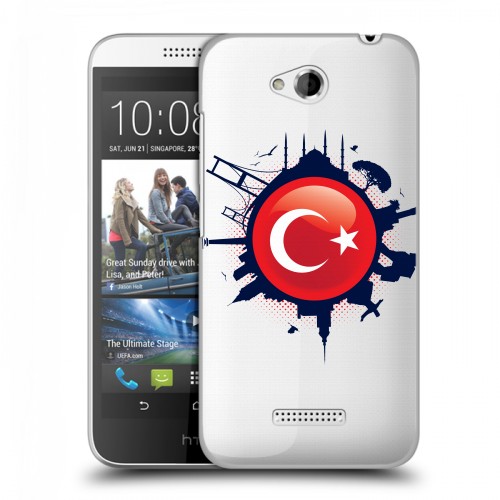 Полупрозрачный дизайнерский силиконовый чехол для HTC Desire 616 Флаг Турции