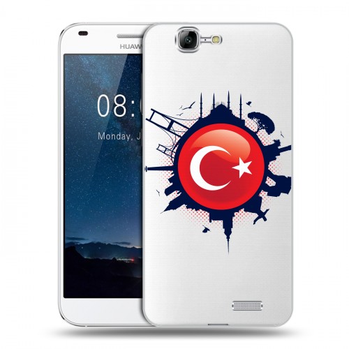 Полупрозрачный дизайнерский пластиковый чехол для Huawei Ascend G7 Флаг Турции