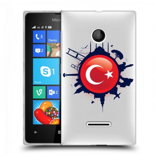 Полупрозрачный дизайнерский пластиковый чехол для Microsoft Lumia 435 Флаг Турции