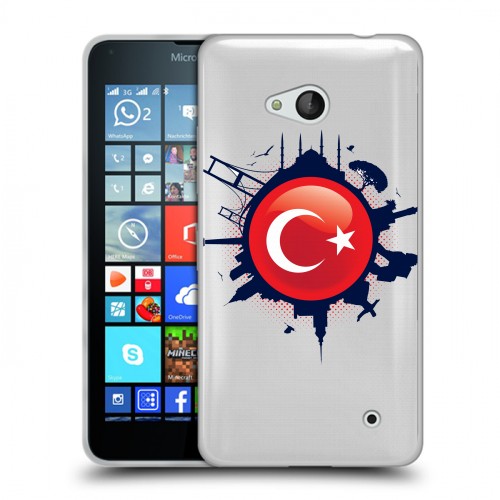 Полупрозрачный дизайнерский пластиковый чехол для Microsoft Lumia 640 Флаг Турции
