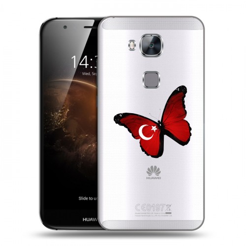 Полупрозрачный дизайнерский силиконовый чехол для Huawei G8 Флаг Турции